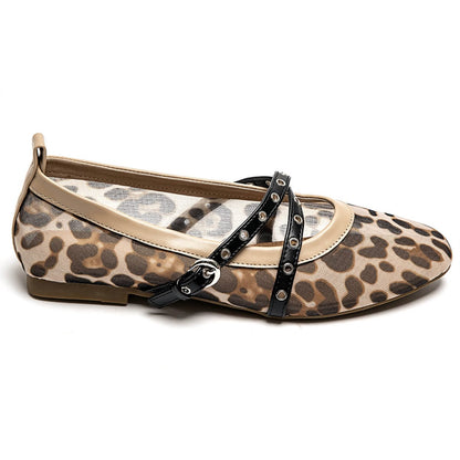 Ballerines Léopard à Brides Croisées – Élégance & Confort