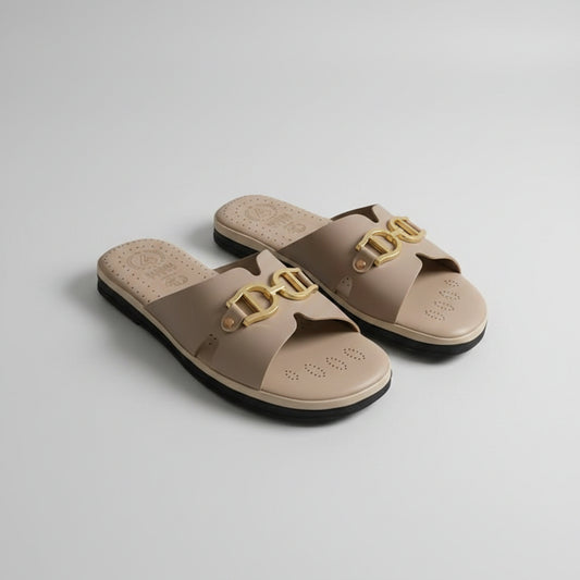 Sandale Élégante à Boucle Dorée